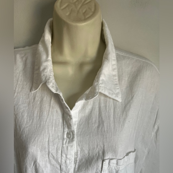 Old Navy Women’s White Collard Neck Long Slv. Linen Blend Button Up Shirt XL - Picture 4 of 9